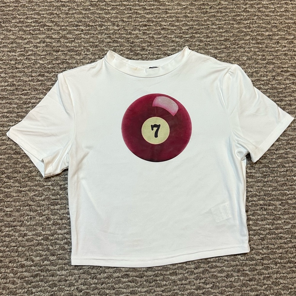white and red 7 hall crop top